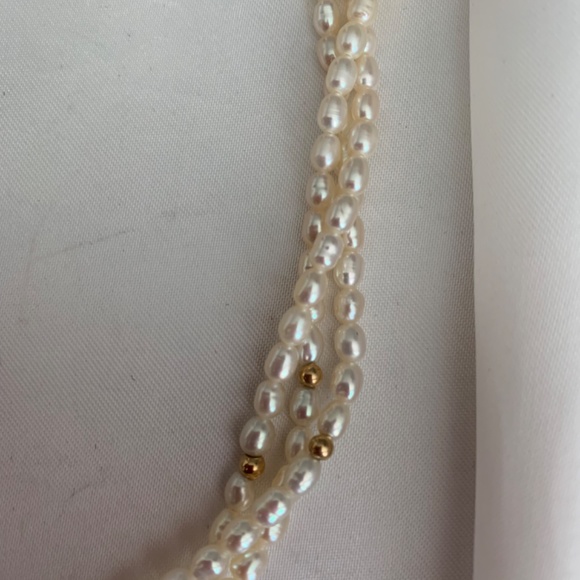 Genuine Freshwater Seed Pearl w/14K Gold Bead Accents and Clasp Necklace - Picture 5 of 8